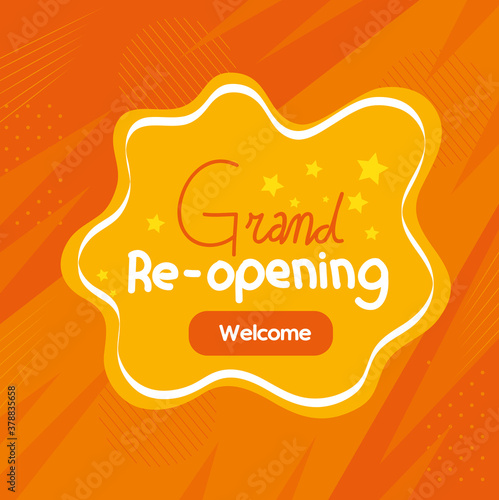 banner of grand reopening on orange background vector illustration design