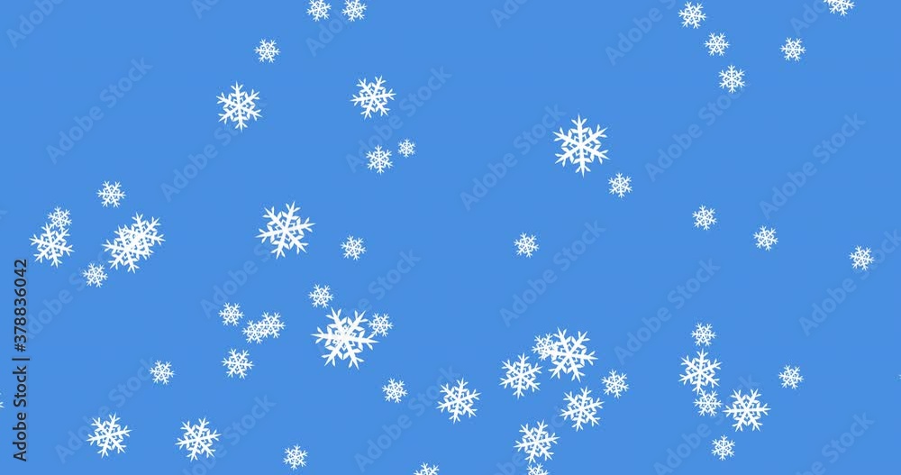 Glowing snow particles falling against blue background Glowing snow particles falling against blue background