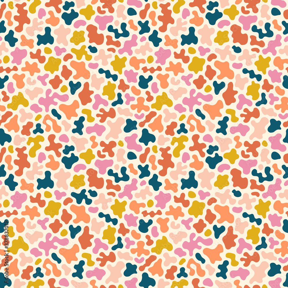 Abstract seamless pattern with organic shapes. Stylish vector texture with smooth blots, colorful spots, fluid forms. Memphis style background. Funky modern repeat design for print, wallpapers, wrap Abstract seamless pattern with organic shapes. Stylish vector texture with smooth blots, colorful spots, fluid forms. Memphis style background. Funky modern repeat design for print, wallpapers, wrap