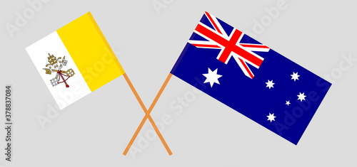 Crossed flags of Vatican and Australia