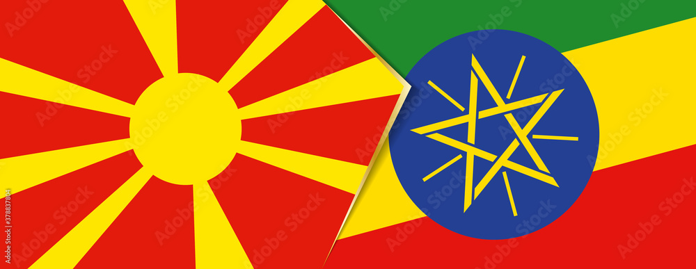 Macedonia and Ethiopia flags, two vector flags.
