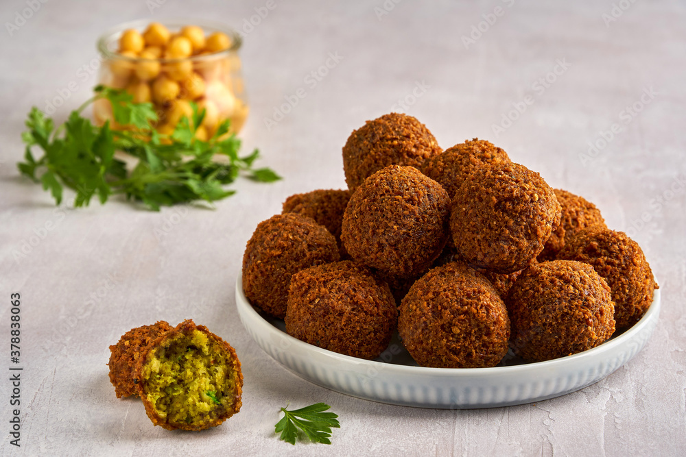 Fresh falafel with parsley. Closeup Fresh falafel with parsley. Closeup