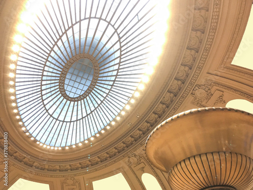 Hall or lobby of historic public building with oval glass dome or rotunda photo