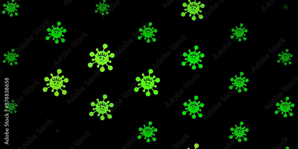 Dark green, yellow vector template with flu signs. Dark green, yellow vector template with flu signs.