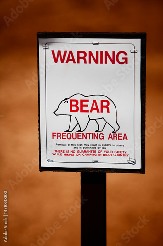 Signboard in a forest, Yellowstone National Park, Wyoming, USA