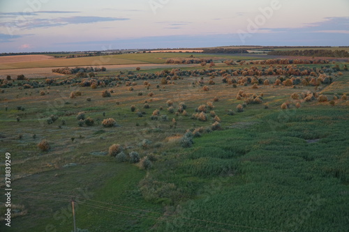 Sunset over fields in the countryside