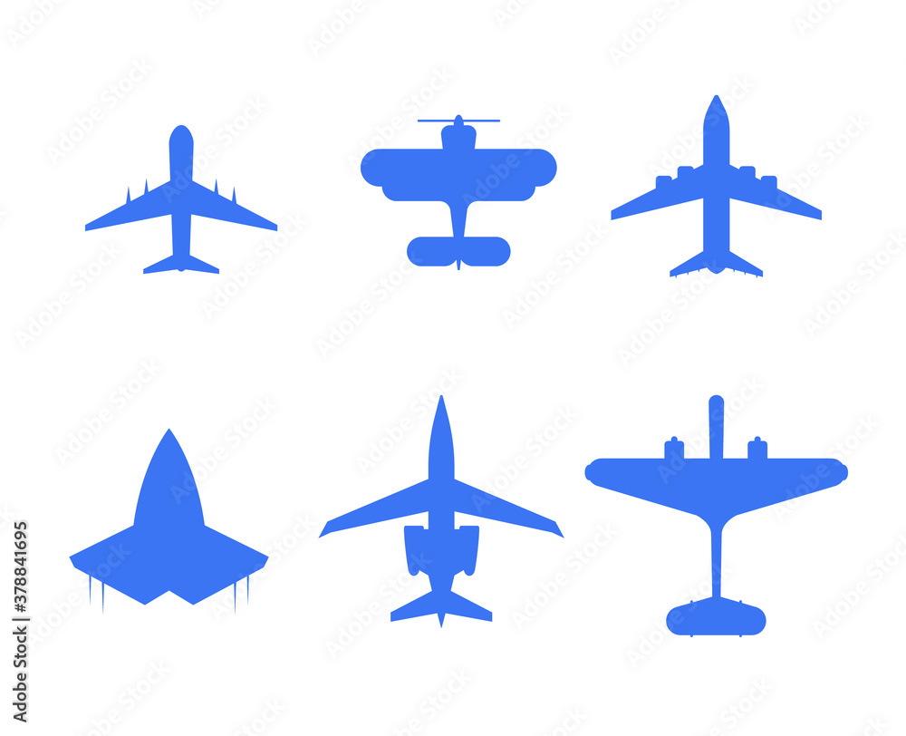 Plane symbol airplane icon set air aircraft sign flight transport collection vector illustration