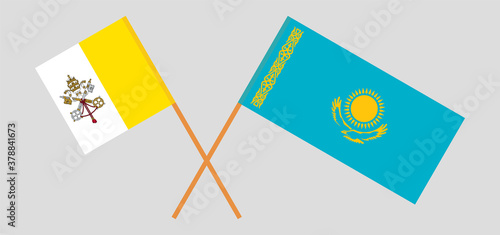 Crossed flags of Vatican and Kazakhstan