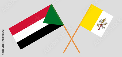 Crossed flags of Vatican and Sudan