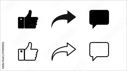 Like comment share set icon. Social media vector button. Isolated illustration
