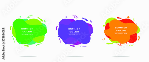 A modern set of abstract amoebic banners. Green, purple, orange. Vector banner template. Template for use in web or print design.
