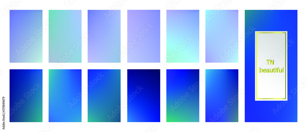A set of blue gradient backgrounds. Modern screen vector design for mobile app. Soft and dark color gradients. Vector graphics.