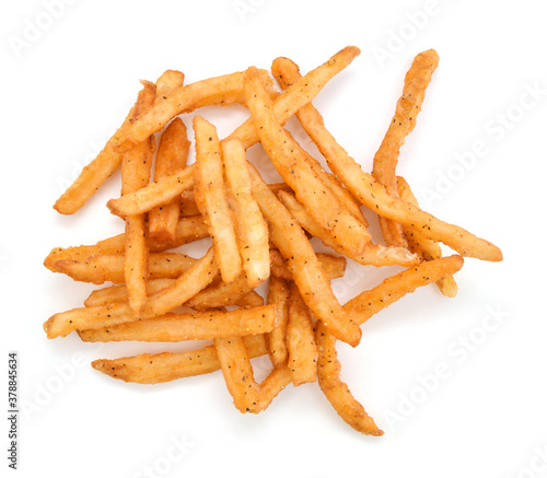 a pile of french fries isolated on white