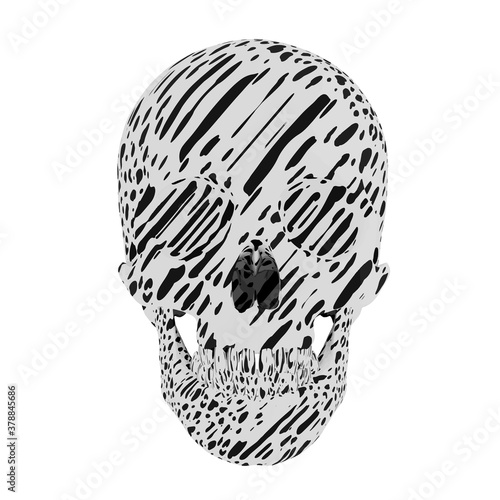 black-and-white spotted skull isolated on white background, vector
