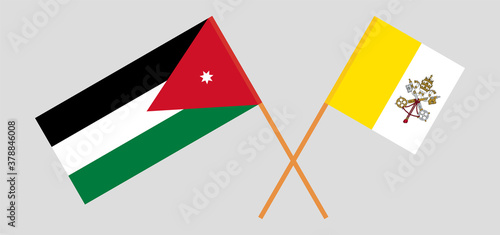 Crossed flags of Vatican and Jordan