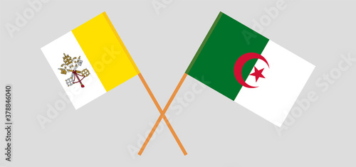Crossed flags of Vatican and Algeria