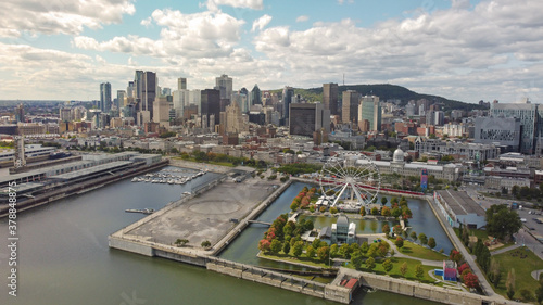 Montreal downtown and Grande Roue in the old port