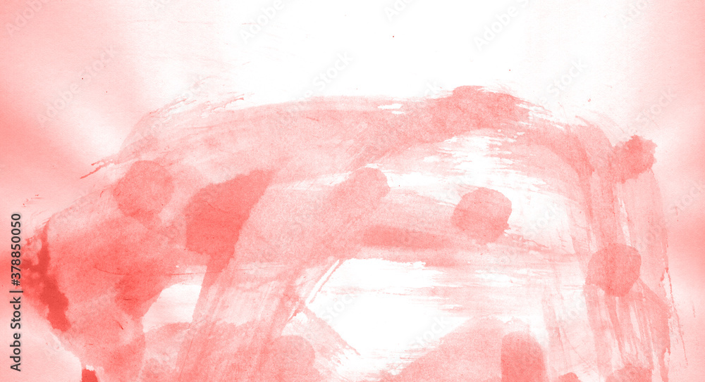 Fototapeta premium Abstract watercolor background hand-drawn on paper. Volumetric smoke elements. Red color. For design, web, card, text, decoration, surfaces.