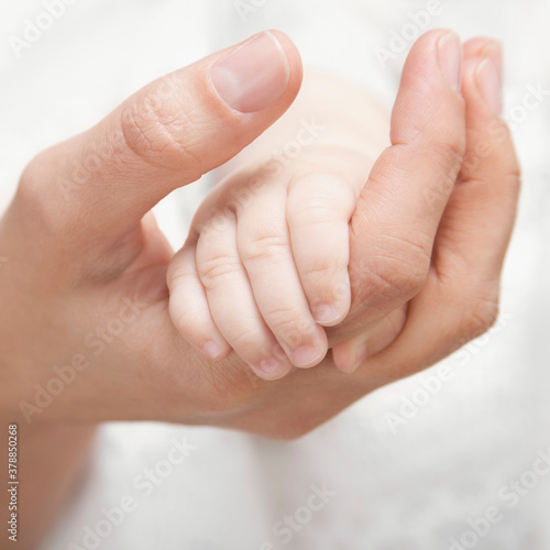 Foto Woman holding her baby's hand