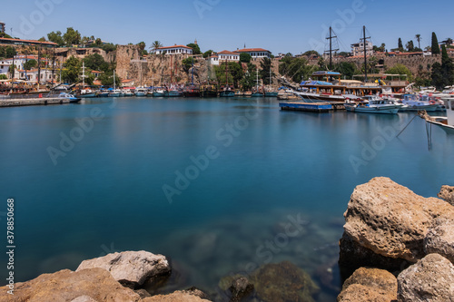 Old harbor in Kaleici  Antalya  Turkey - travel background. August 2020. Long exposure picture