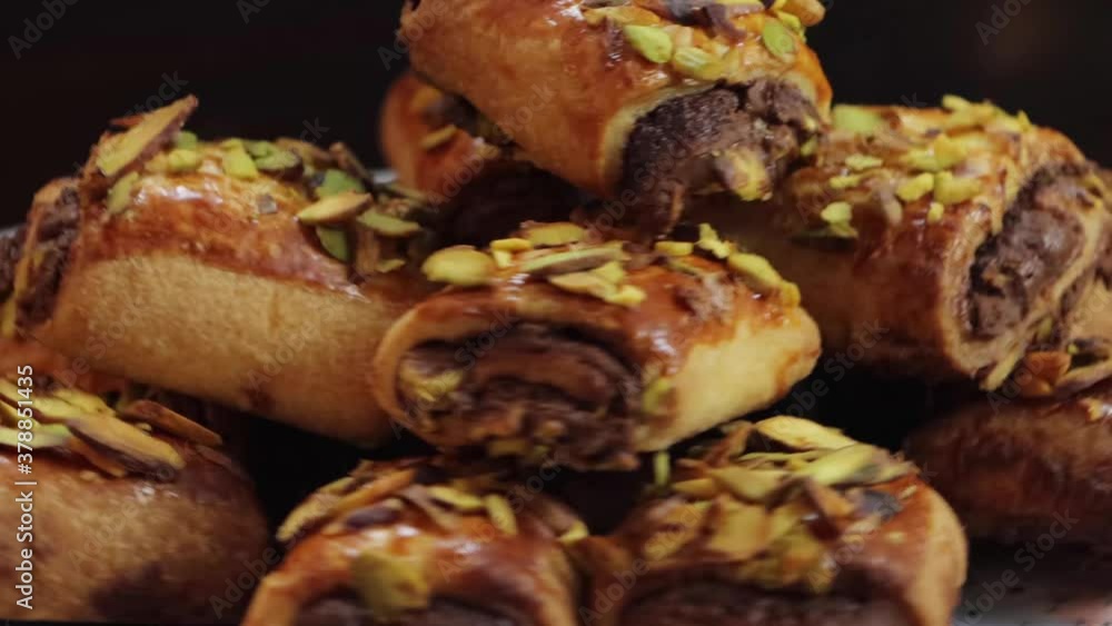 Delicious homemade pastry . Seamless loopable. High quality 4k footage Delicious homemade pastry . Seamless loopable. High quality 4k footage