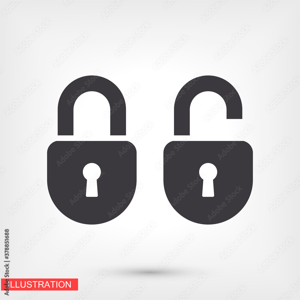 OPEN lock icon. Vector Eps 10 . Lorem Ipsum Flat Design padlock OPEN lock icon. Vector Eps 10 . Lorem Ipsum Flat Design padlock