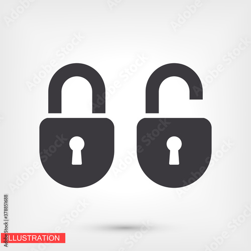 OPEN lock icon. Vector Eps 10 . Lorem Ipsum Flat Design padlock