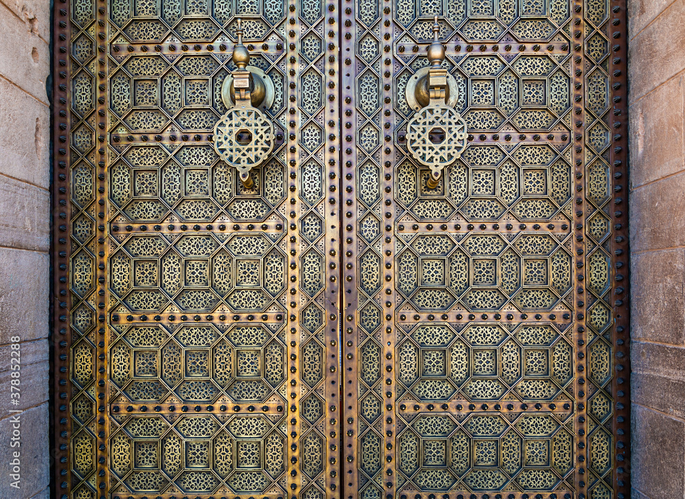 Moroccan style's door at the Mohammed V mausoleum in Rabat Morocco, Africa