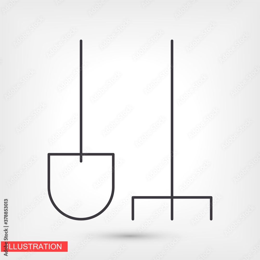 Obraz premium rake shovel vector screen vector, balance, measurement icon line linear style on the background. Best icon 10 eps illustration