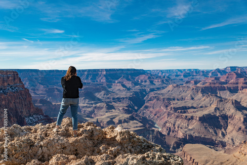  Young Woman Tourist at the Grand Canyon, Arizona, USA