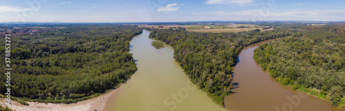 Fotografija Drava and Mura, Murau Rivers delta, estuary near Legrad in Croatia And Ortilos i