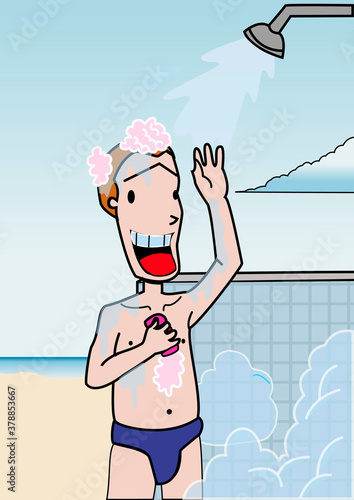 Photography Boy taking a shower