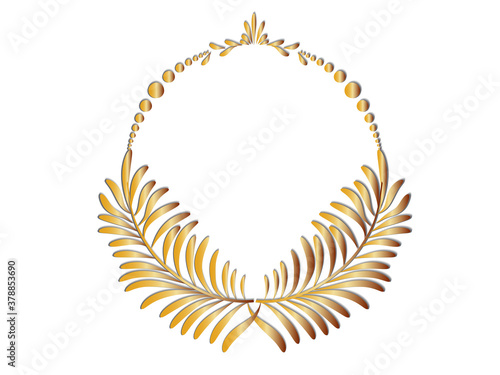 Golden wreath leaves anniversary concept logo vector