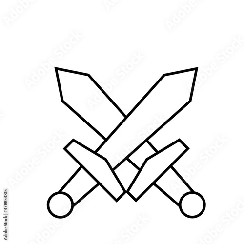 Two crossed swords hand drawn outline doodle icon. Fight and battle game, video game, war wearpon concept. Vector sketch illustration for print, web, mobile and infographics on white background.