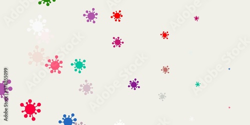 Light green, red vector pattern with coronavirus elements.
