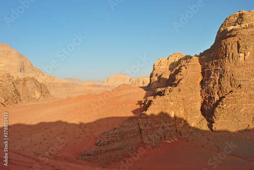 Sand valley and rocks of Wadi Rum desert