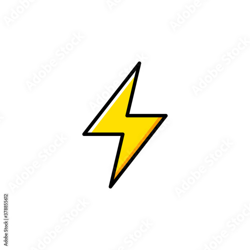 Flash icon. Bolt of lightning vector. Lightning illustration. Streak of lightning sign. Electric bolt flash icon. Lightning design element. Thunder strike logo. Charge flash icon. Thunderbolt icon