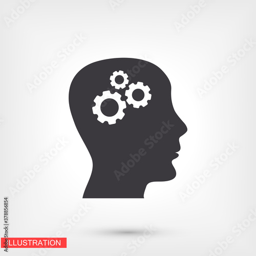 Pictograph of gears in head icons. Vector EPS 10. Head. gear. settings in the head. the head is thinking. 10 eps vector graphics