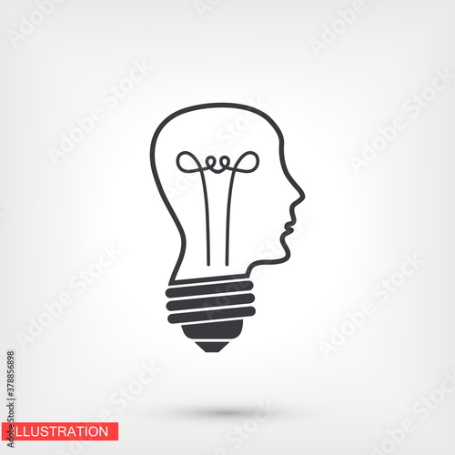 Head and sweetheart icon, head light. User silhouette symbol for your website design Head, logo, application, user interface . Vector illustration, EPS 10 skull. line