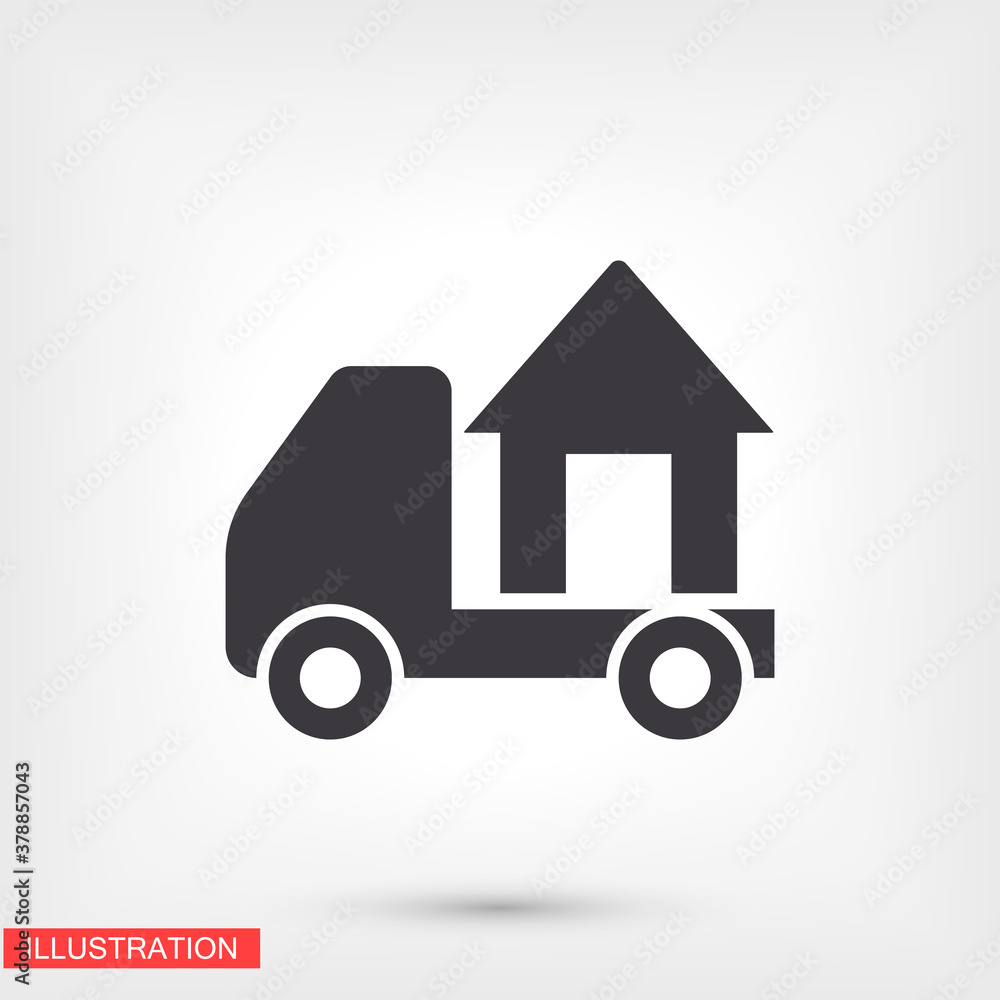 Moving home concept. A truck transporting a house. icon. Vector Eps 10 Moving home concept. A truck transporting a house. icon. Vector Eps 10