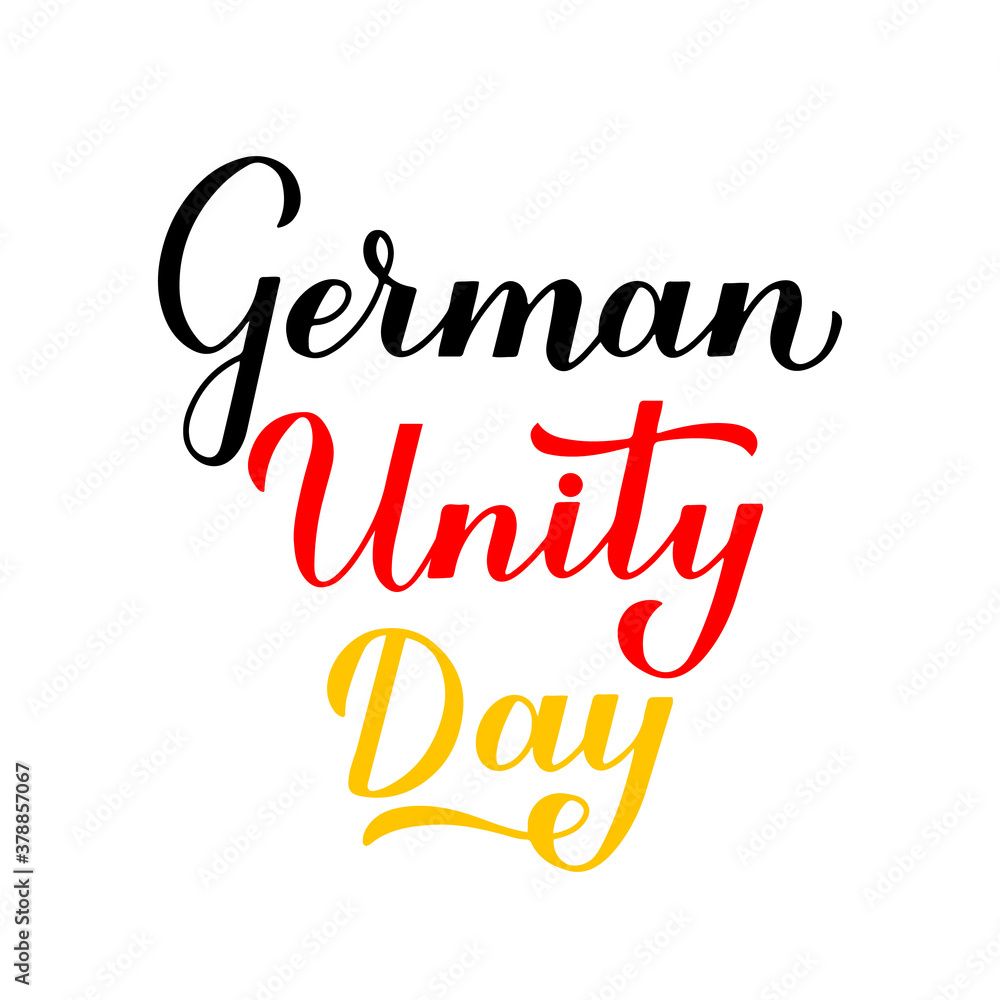 Germany Unity Day calligraphy hand lettering. German National holiday celebration on October 3. Vector template for banner, typography poster, flyer, greeting card, etc