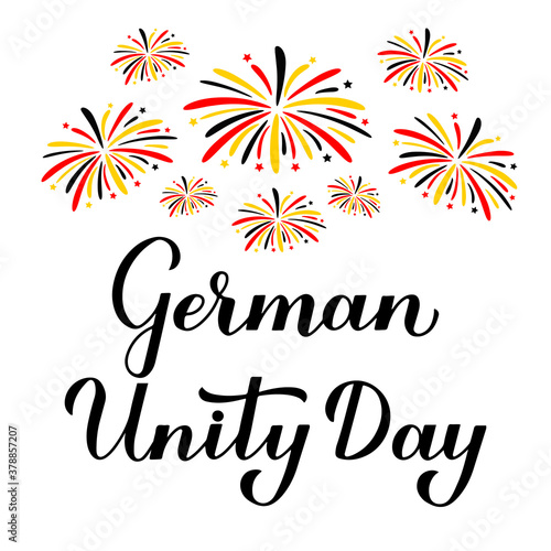 German Unity Day calligraphy hand lettering. National holiday in Germany celebration on October 3. Vector template for banner  typography poster  flyer  greeting card  etc