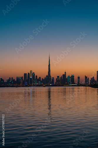 Dubai City skyline at sunset
