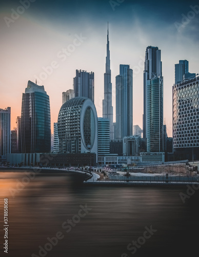 Dubai City skyline at sunset