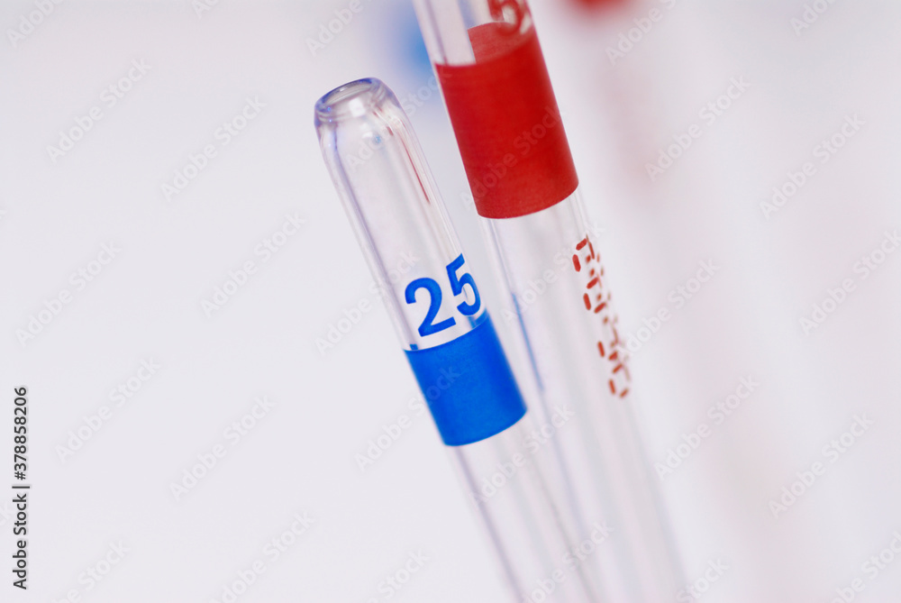 Close-up of two test tubes Close-up of two test tubes
