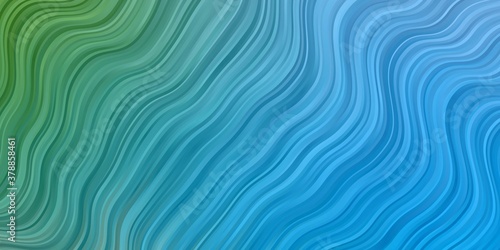 Light Blue, Yellow vector background with curves. Abstract illustration with bandy gradient lines. Pattern for business booklets, leaflets