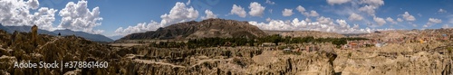 Huge panorama of valle de la luna -moon valley-, made of rocks in la paz, bolivia