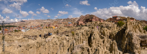 Huge panorama of valle de la luna -moon valley-, made of rocks in la paz, bolivia	
