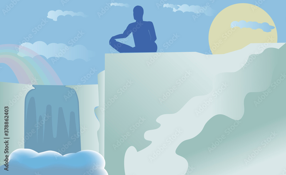 Silhouette of a man performing yoga Silhouette of a man performing yoga