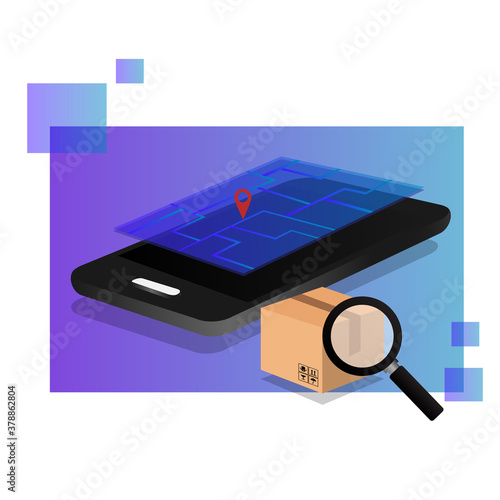 Isometric design parcel order tracking conceptual